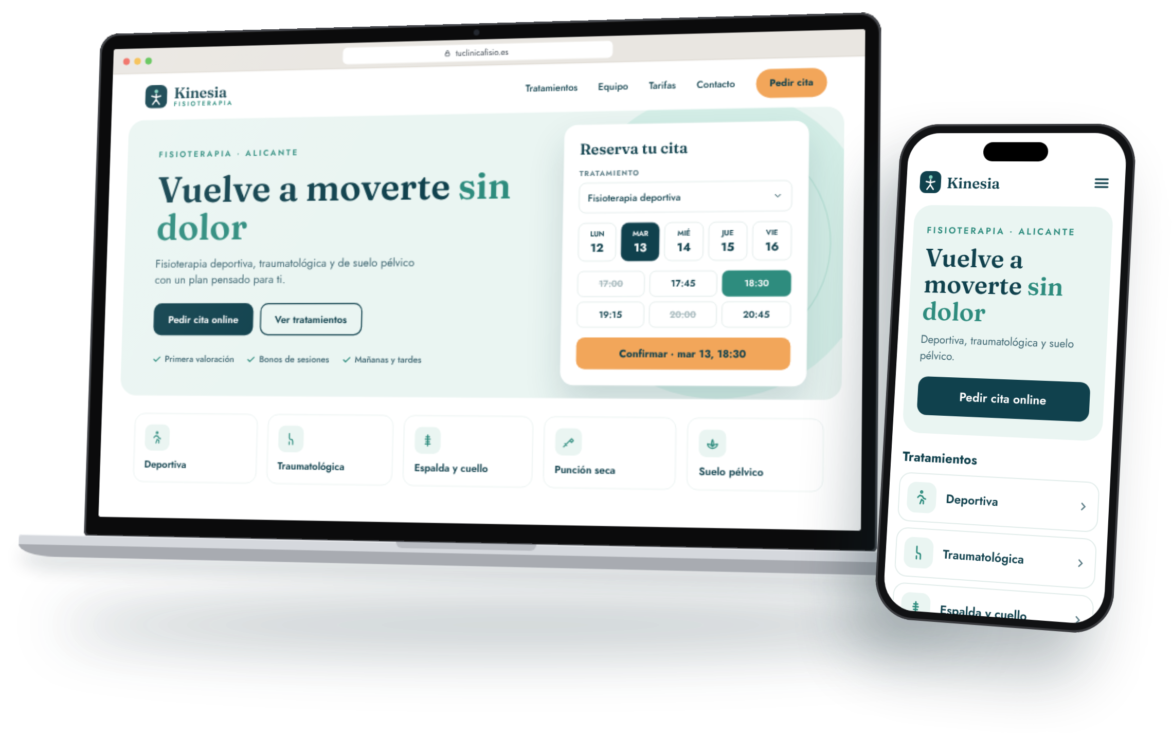 Vista previa de una app de reservas